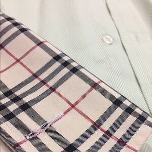 Burberry Dress Shirt in Cream and Black Plaid